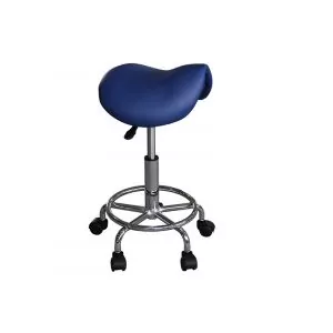 Taburete ergonómico PONY Base Cromada Mediprem Azul