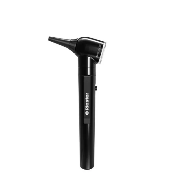 Otoscopio e-scope Riester con fibra óptica LED 3,7 V Negro